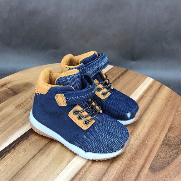 Step & Stride Blue High Top Hook and Loop Sneakers Little Kids Size 7 - Picture 1 of 7